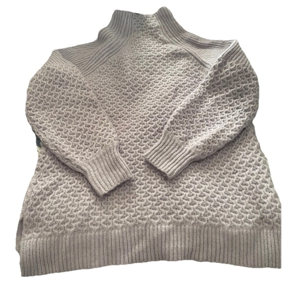 Anthropologie Womens Mock Neck Sweater XL Alpaca Blend Cable Knit Lavender Tunic - Picture 1 of 6